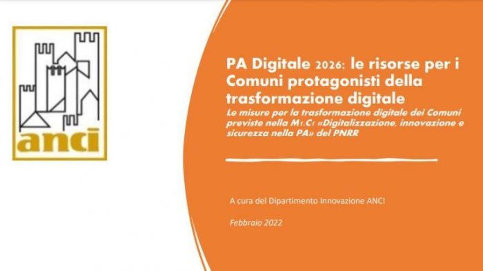 Trasformazione digitale: Presentazione Anci con le misure PNRR per i Comuni
