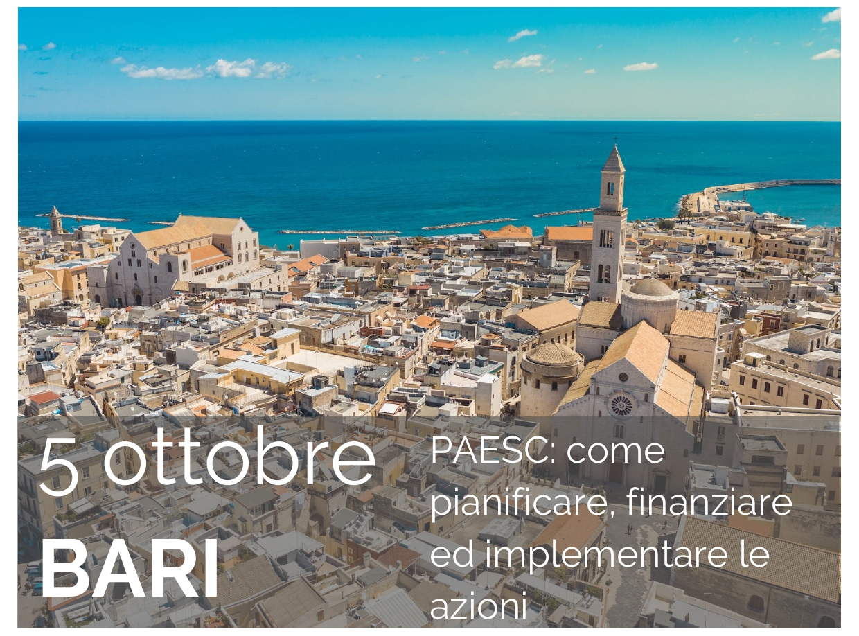Immagine di copertina: Energia e clima -“PAESC: come pianificare, finanziare ed implementare le azioni”. Il 5 ottobre evento a Bari