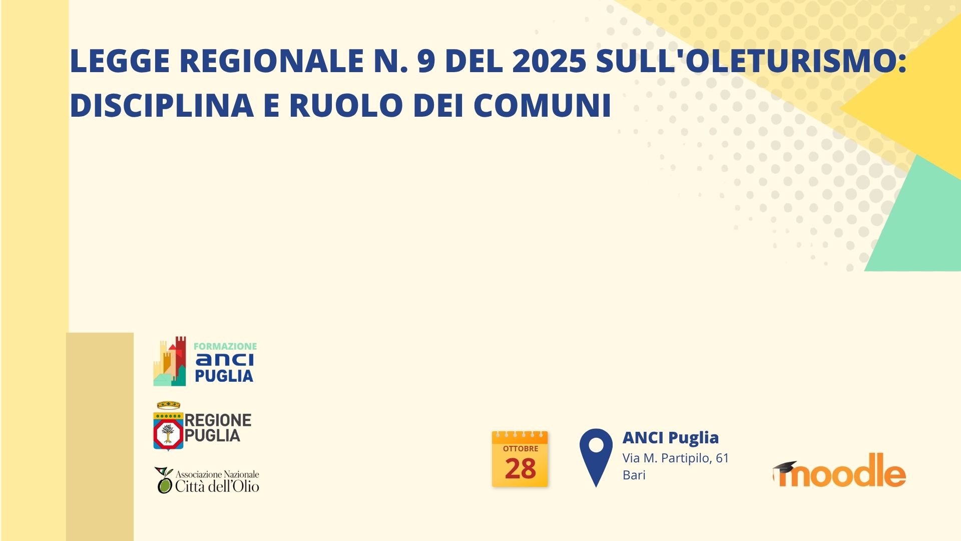 Legge regionale n. 9 del 2025 sull’oleturismo: disciplina e ruolo dei Comuni – 28 ottobre 2026