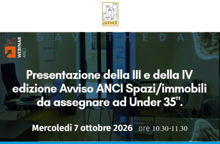 Avviso Anci assegnazione spazi e immobili a giovani under 35: Mercoledì 7 ottobre webinar di presentazione
